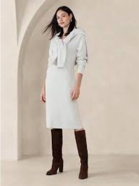 button midi dress with sleeves Linen Button-Down Midi Dress